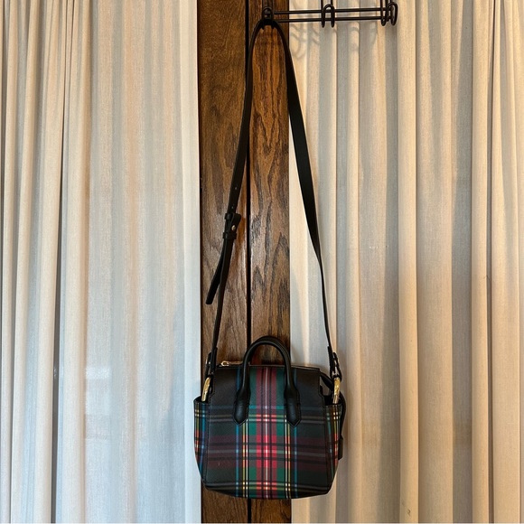 J. Crew Black Stewart Plaid Harper Mini Convertible Crossbody Satchel Bag - Picture 10 of 16